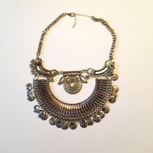 Tribal Silver Statement Necklace